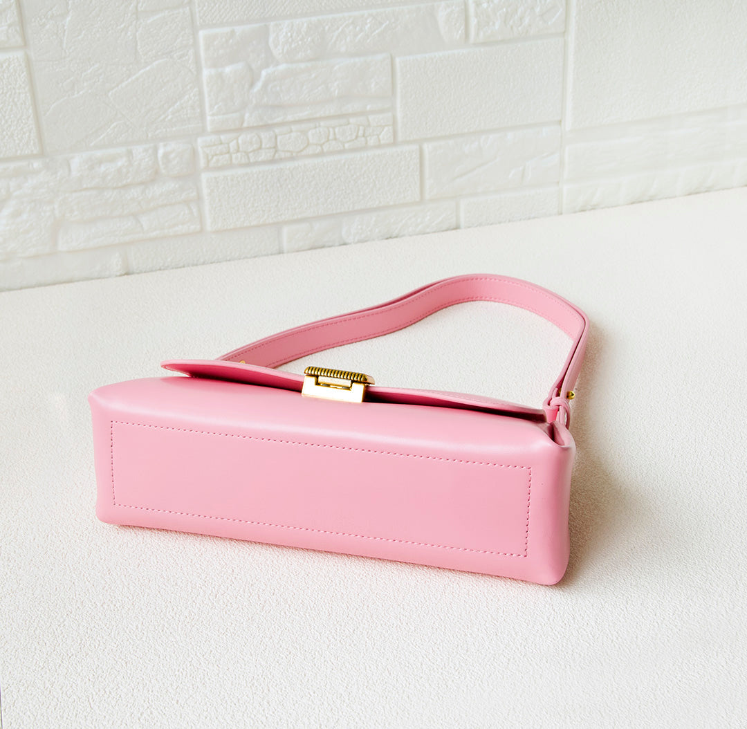 Pink Leather Shoulder Bag For Women