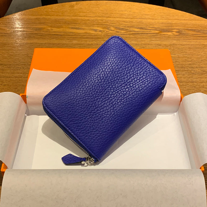 DONNAIN Leather Minimalist Slim Wallets For Women Trendy Orange Purse With Zipper