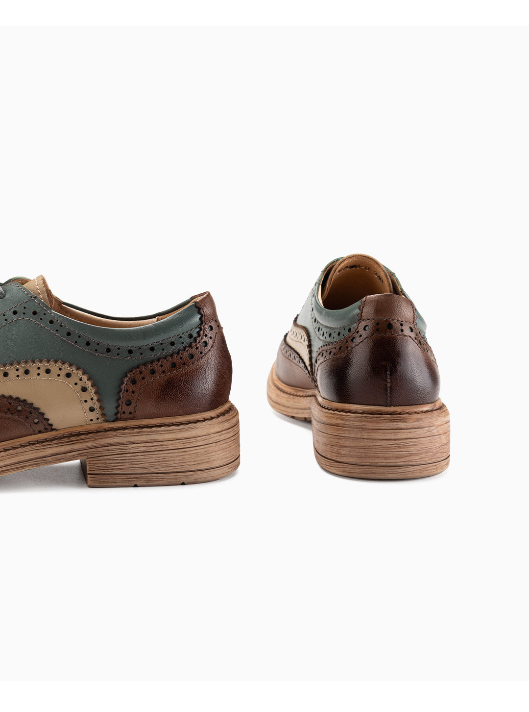 Mixed Color Brogue Oxford Women Shoes