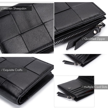 Woven Sheepskin Short Wallet Women