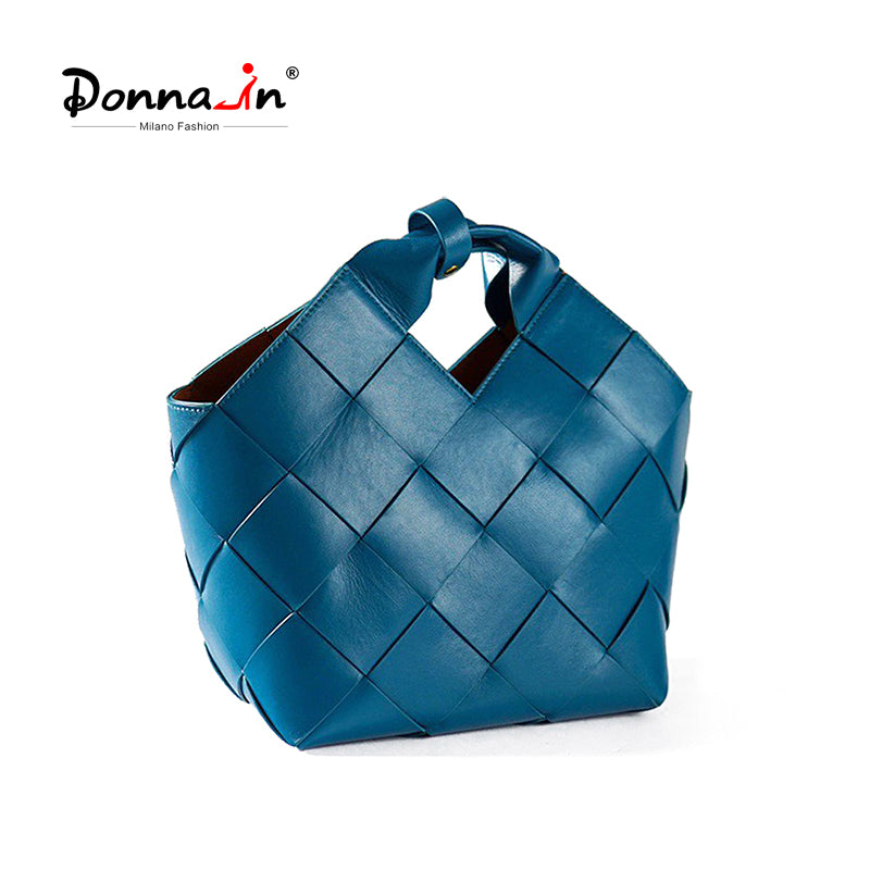 Woven Sheepskin Leather Large Size Basket Handbags Women