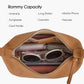 Donnain brown leather fabric tote bag, women's shoulder and crossbody bag