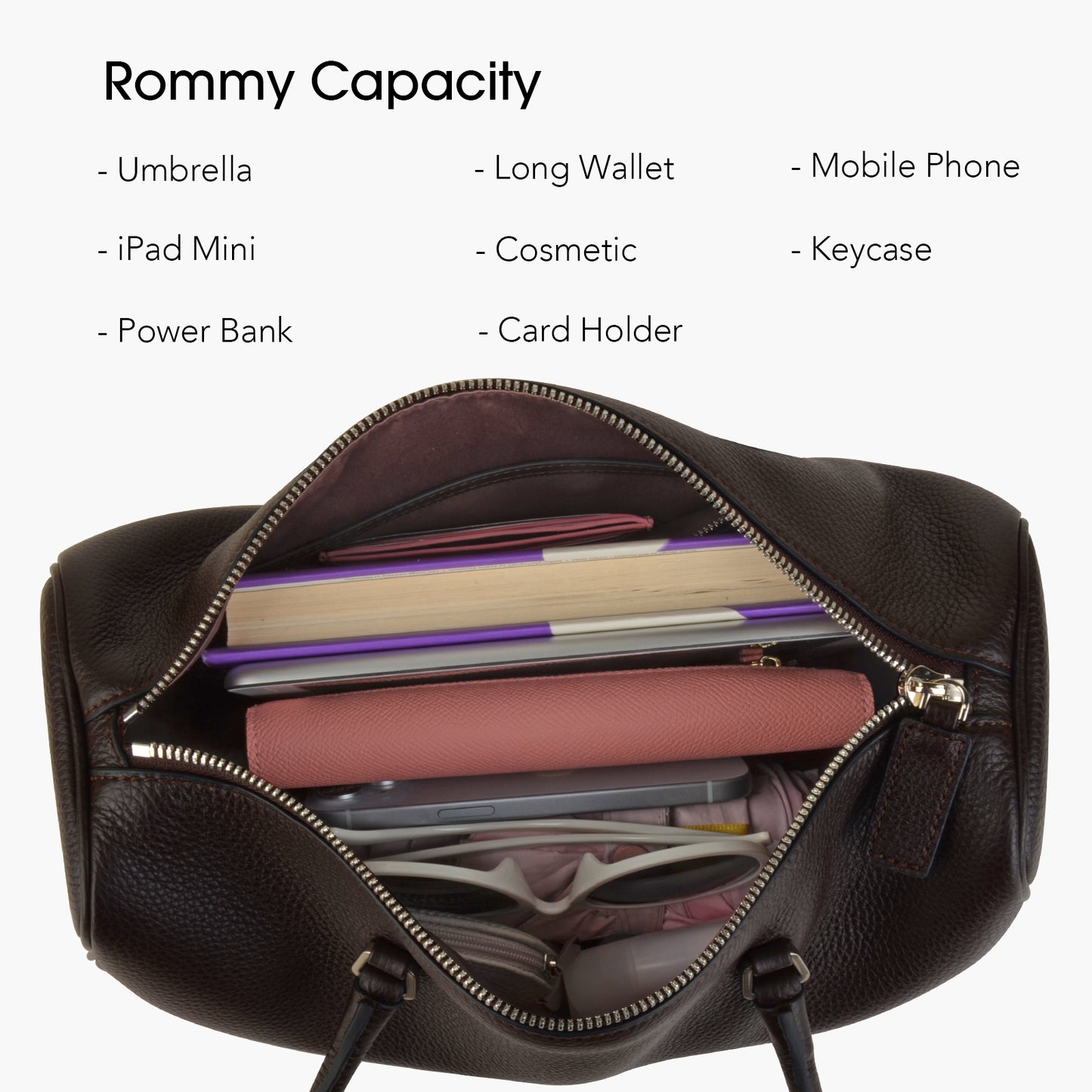 Donnain Premium Cowhide Coffee Boston Bag, Women's Versatile Single-Shoulder Handbag