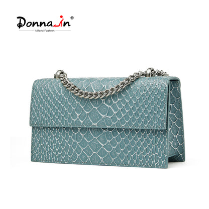Square Evening Bags For Lady Animal Embossed Genuine Leather Shoulder Bag