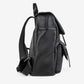 Donnain Unisex Casual Pocket Backpack, Classic Black Natural Calfskin Soft Genuine Leather Travel Bags