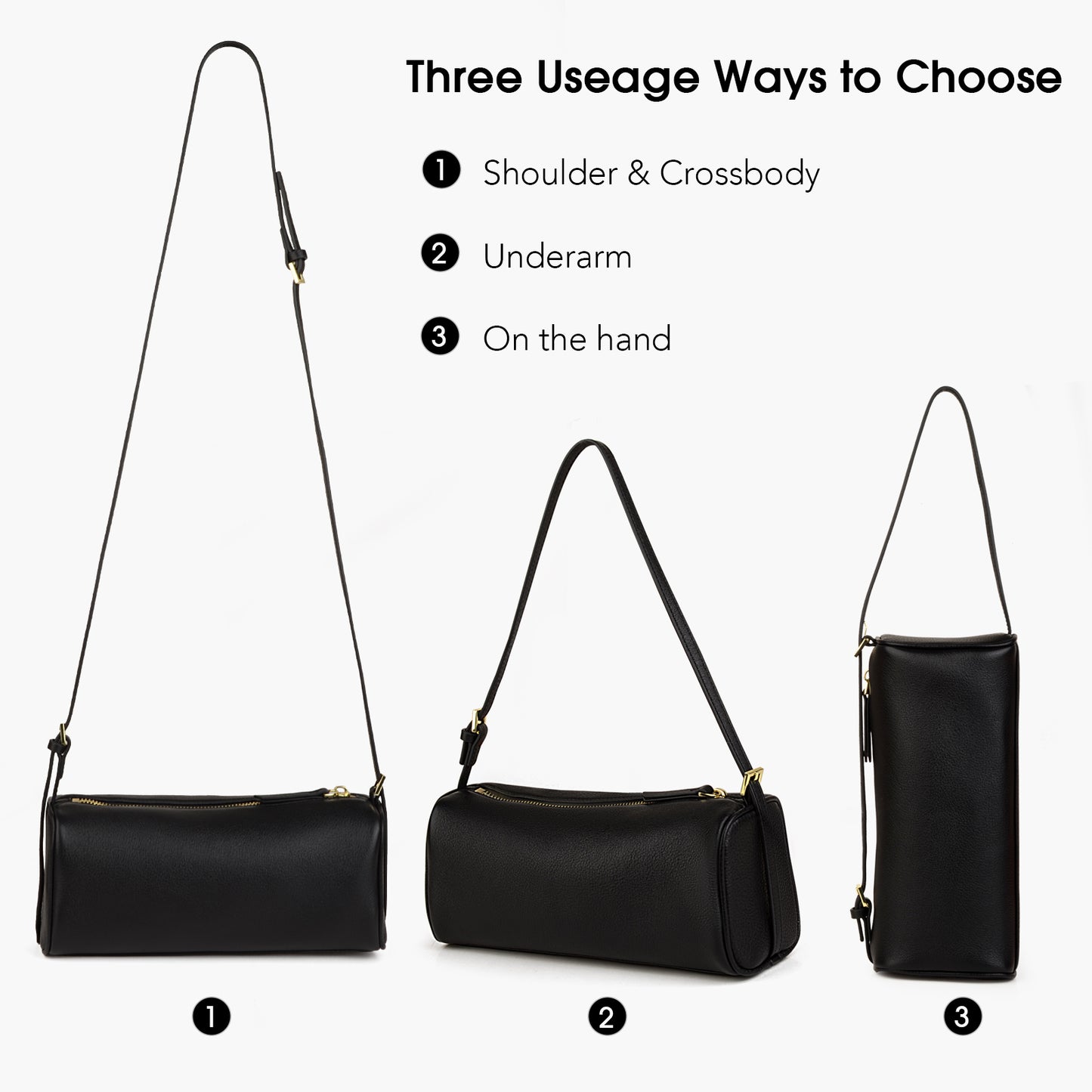 High-quality leather women's crossbody bag, simple cylindrical underarm shoulder bag