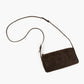 Coffee embossed suede mini handbag, women's simple adjustable shoulder strap crossbody bag