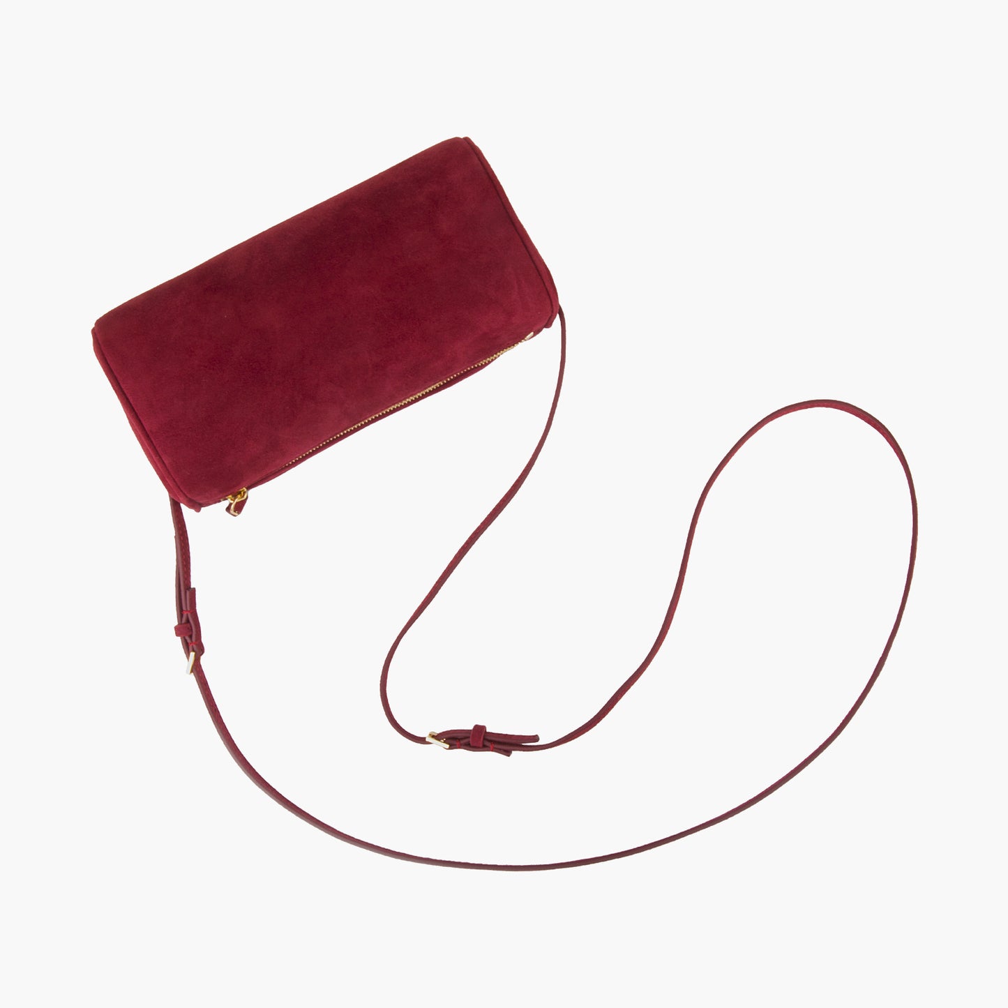 New red suede mini handbag, solid color minimalist crossbody bag