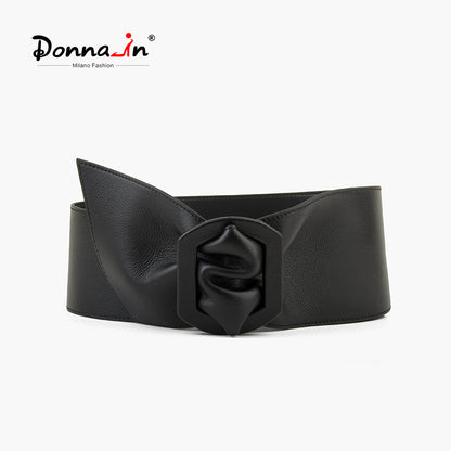 Elegant Soft Real Leather Wide Waist Belt for Dress