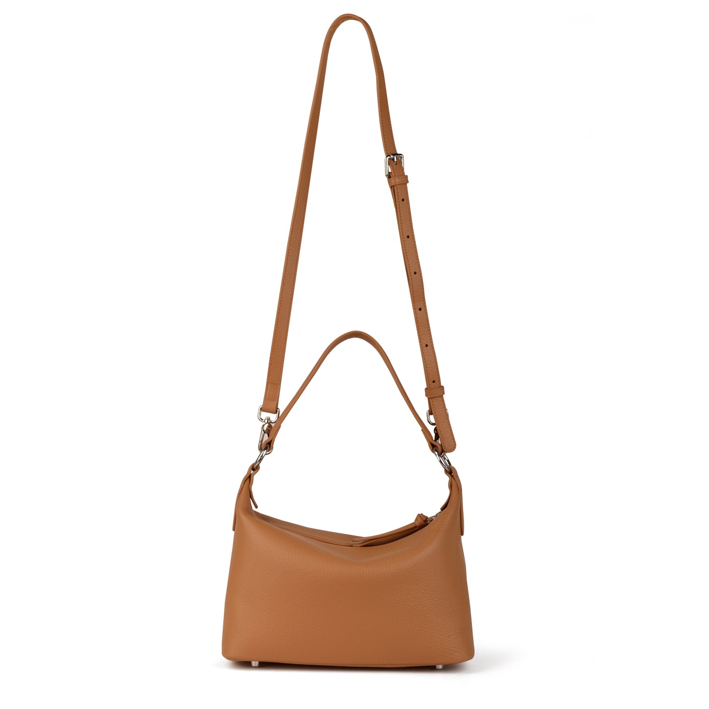 Donnain brown leather fabric tote bag, women's shoulder and crossbody bag