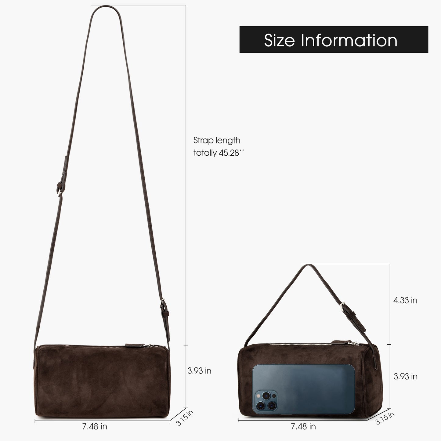 Coffee Suede Mini Crossbody Bags