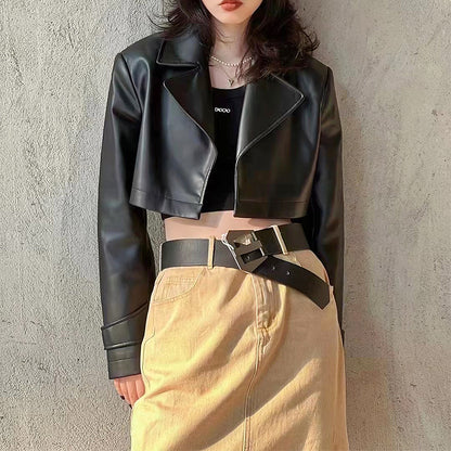 Trendy Plus Size Metal Buck Real Leather Classic Black Wide Belt for Lady