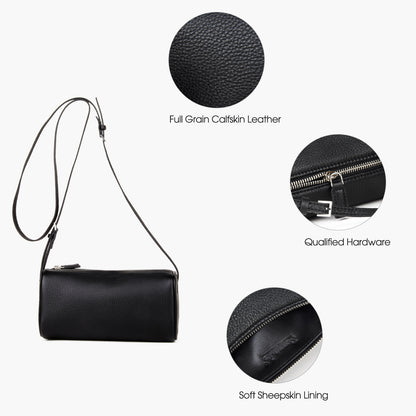 Black high-quality leather women's handbag, simple and lightweight crossbody bag