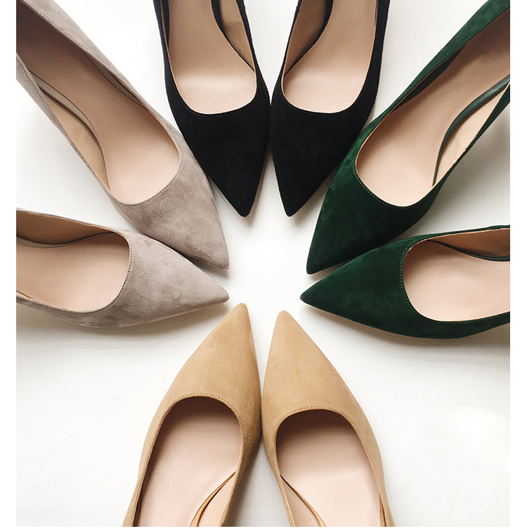 Retro Dark Green Suede Leather Med Heel Lady Shoes Sand / 7 / China Retro Dark Green Suede Leather Med Heel Lady Shoes Sand / 7 / China
