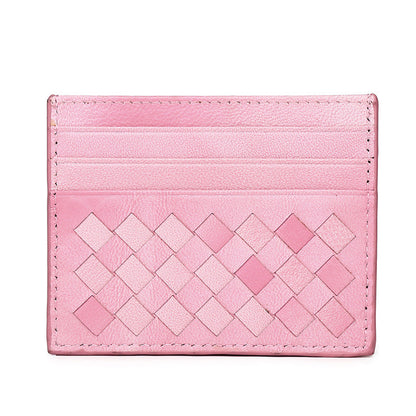Mixed Colors Woven Sheepskin Card Holder