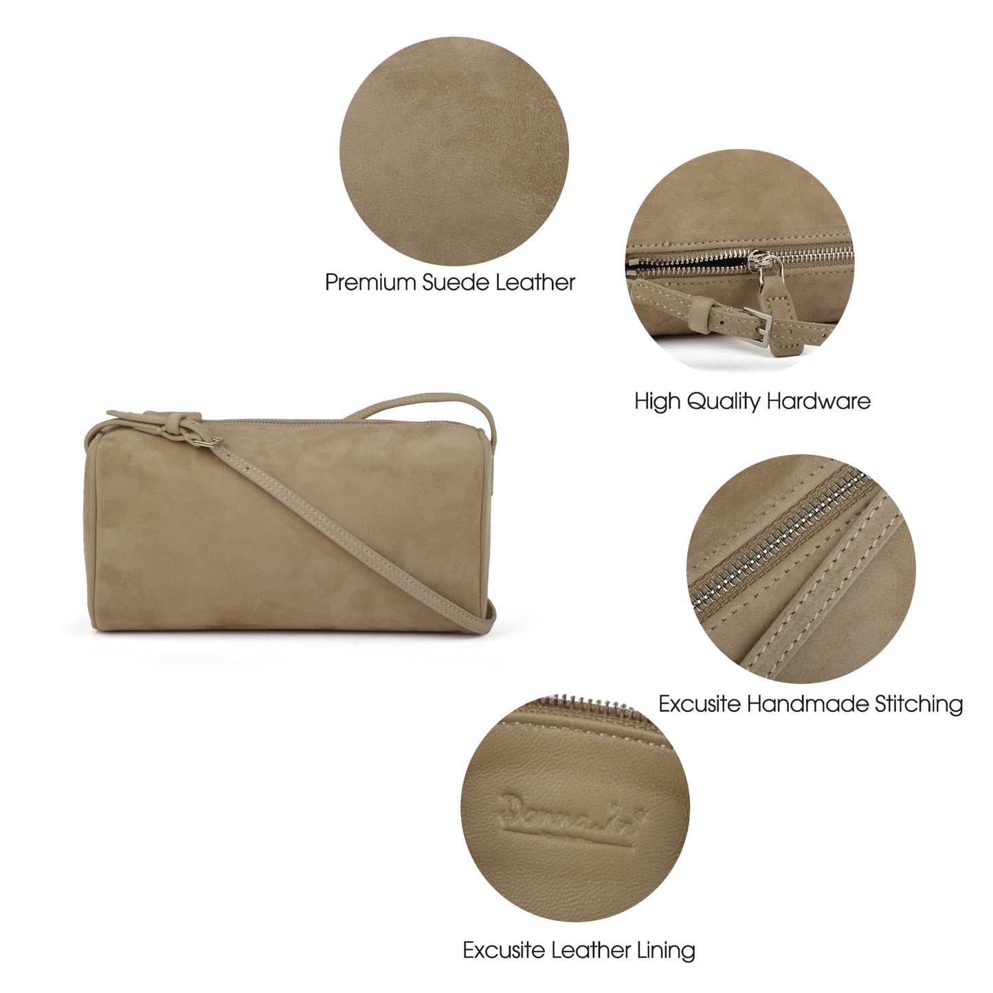 Donnain Suede Leather Crossbody Purses for Women, Small Shoulder Bag with Adjustable Strap and Crossbody Hobo Bag