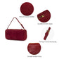 New red suede mini handbag, solid color minimalist crossbody bag