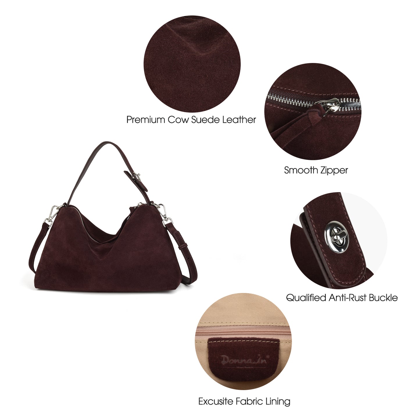 High-quality suede large-capacity women's handbag, premium practical shoulder and crossbody bag