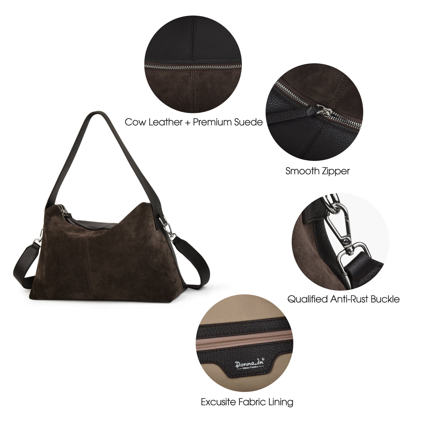 Large women's genuine leather handbag, spacious fashionable crossbody bag