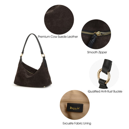 Suede Women's Handbag, Large Capacity Crescent Shoulder Bag