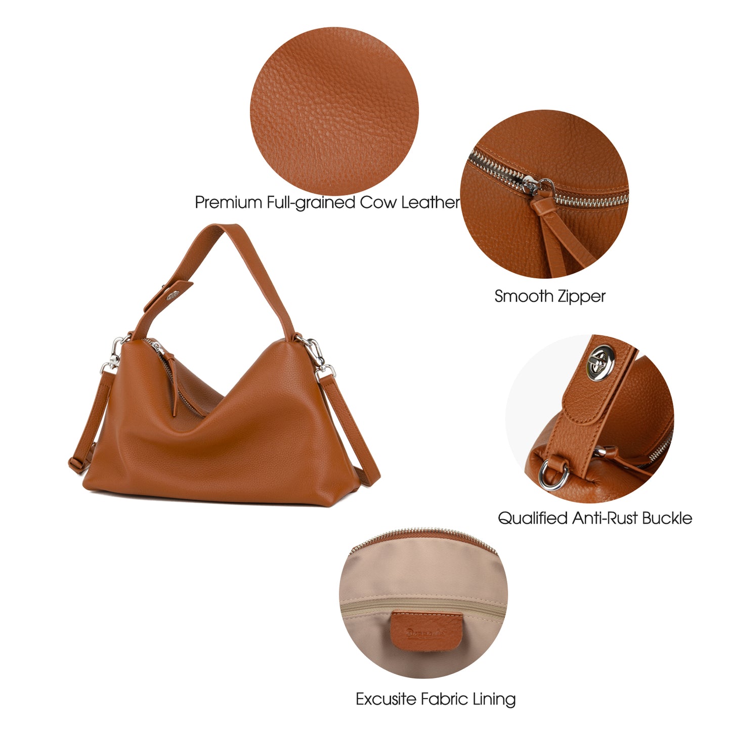 Brown leather tote and crossbody bag, suitable for commuting to work