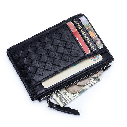 Woven Sheepskin Coin Purse Card Holder