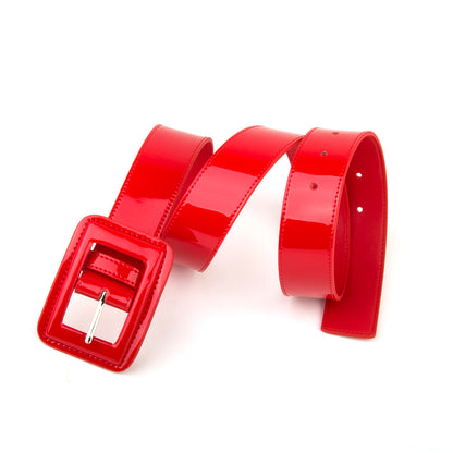 Fashion Patent Leather Women Belts Red