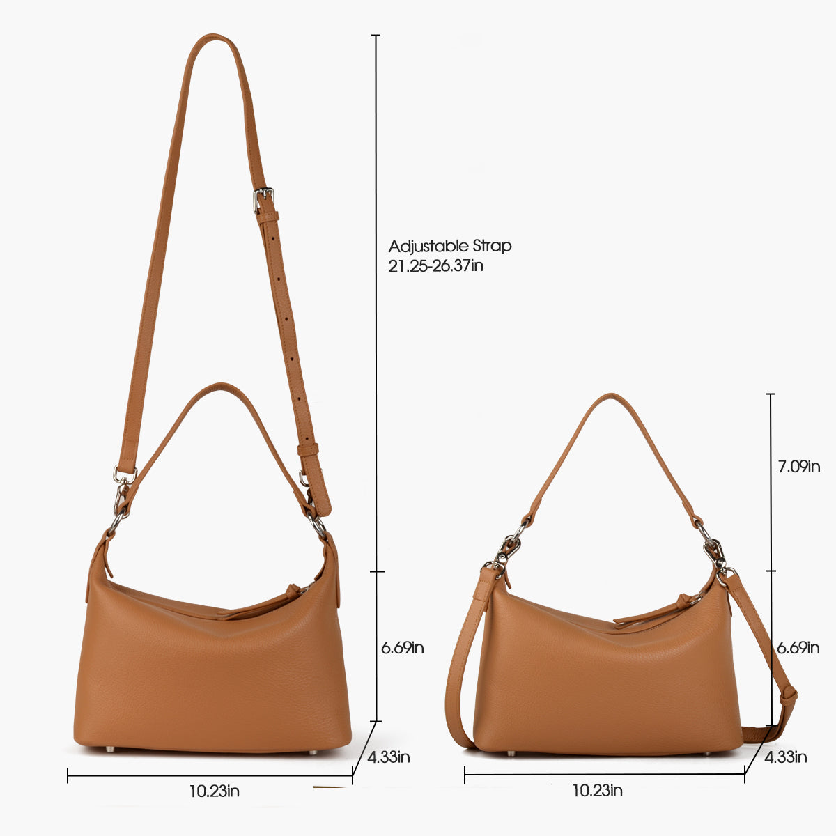 Donnain brown leather fabric tote bag, women's shoulder and crossbody bag