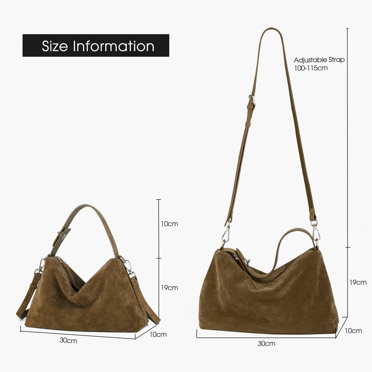 Simple suede tote and crossbody bag, large capacity suitable for commuting to work