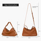 Brown leather tote and crossbody bag, suitable for commuting to work