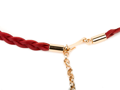 Ladies Belt Woven Leather Tassel Waist Belt Chain Adornment Dress Genuine Leather Slim Elegant for Lady