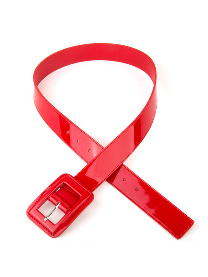 Fashion Patent Leather Women Belts Red