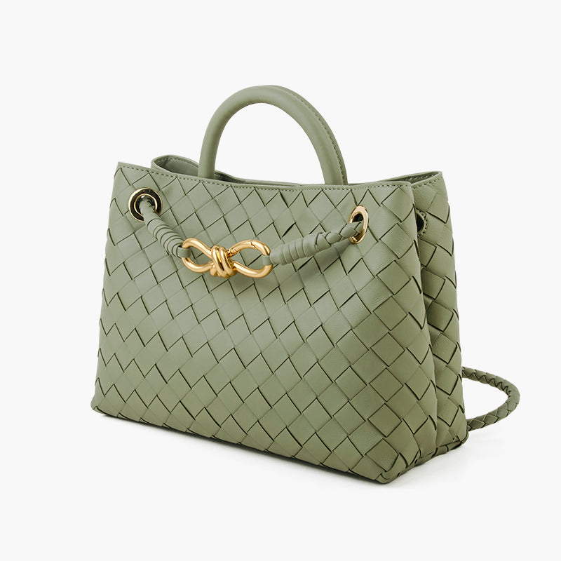 Trendy Weave Leather Tote Handbags