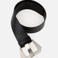 Trendy Plus Size Metal Buck Real Leather Classic Black Wide Belt for Lady