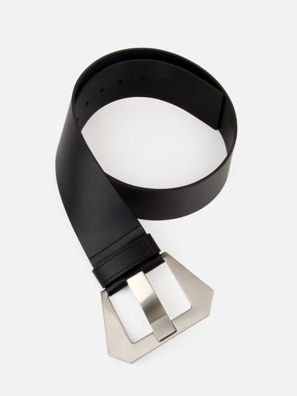 Trendy Plus Size Metal Buck Real Leather Classic Black Wide Belt for Lady