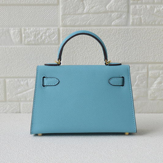 Real Leather Fashion Blue Mini Handbags for Women