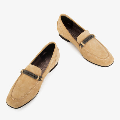Luxury Suede Leather Flat Loafers For Women