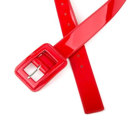 Fashion Patent Leather Women Belts Red