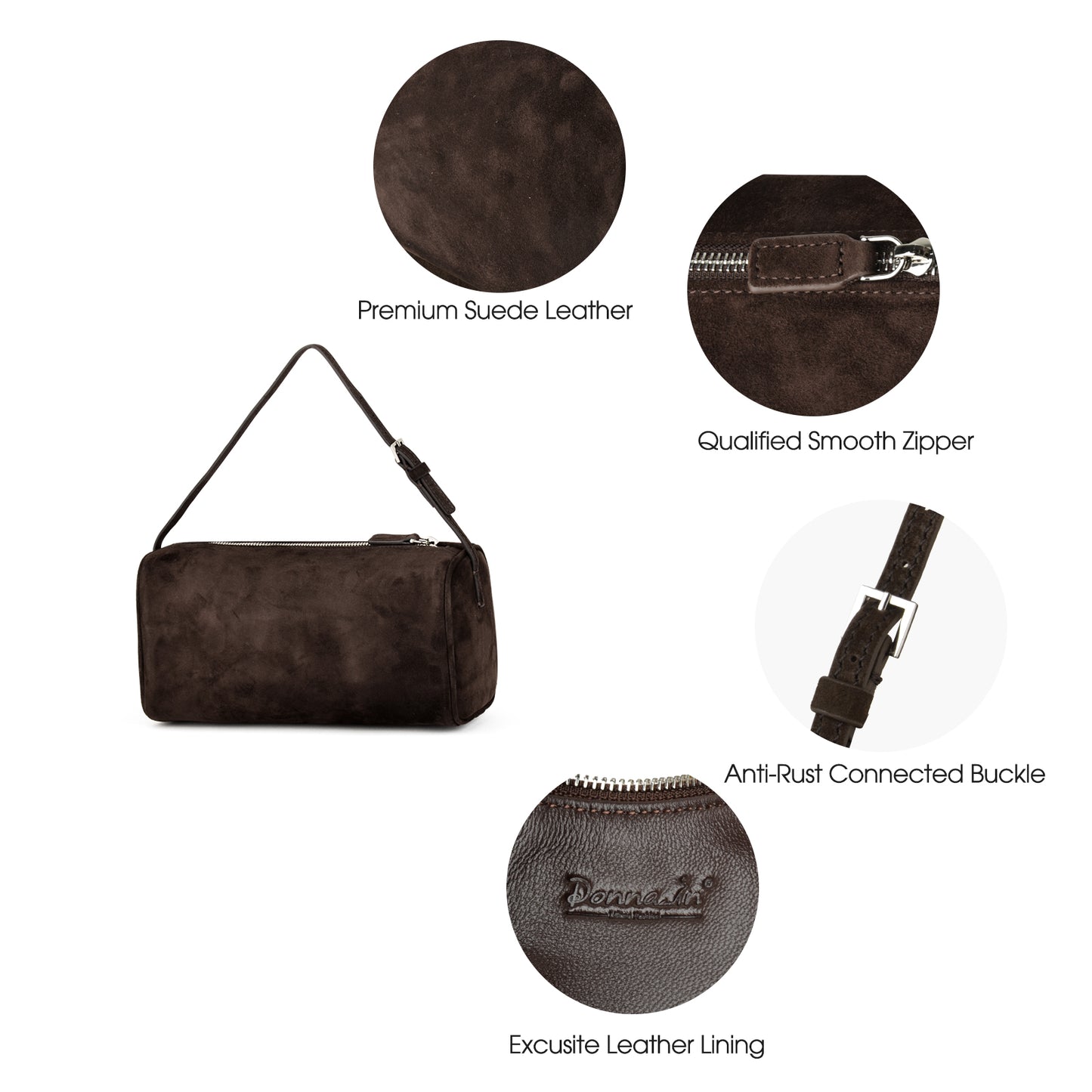 Coffee Suede Mini Crossbody Bags