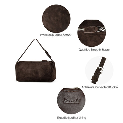 Coffee Suede Mini Crossbody Bags