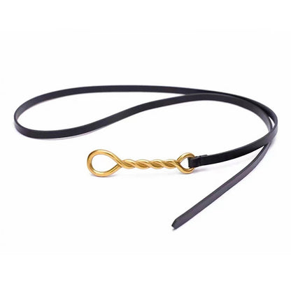Real Leather Slim Belt Women's Fashion Trend Metal Buckle With Suit Dress Shirt Waist Chain