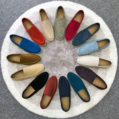 Haze Blue Suede Leather Penny Loafers