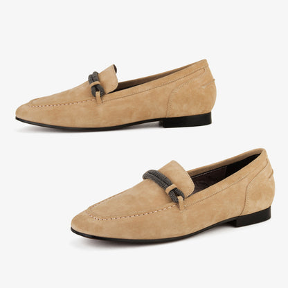 Luxury Suede Leather Flat Loafers For Women