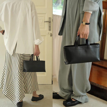 Premium Full Grained Leather Simple Tote Handbag for Women