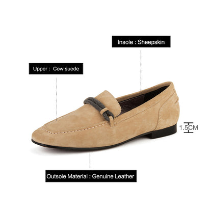 Luxury Suede Leather Flat Loafers For Women