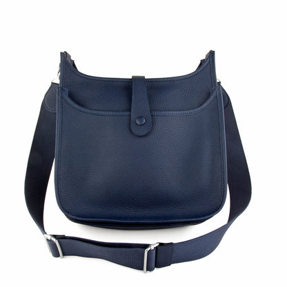 Navy Togo Calfskin Large Size Crossbody Bag