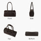 Donnain Premium Cowhide Coffee Boston Bag, Women's Versatile Single-Shoulder Handbag