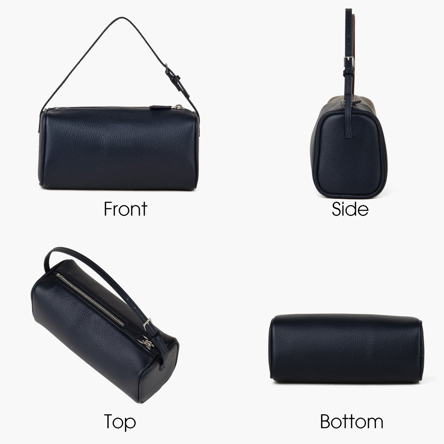 Blue full-grain leather handbag, women's simple mini crossbody bag