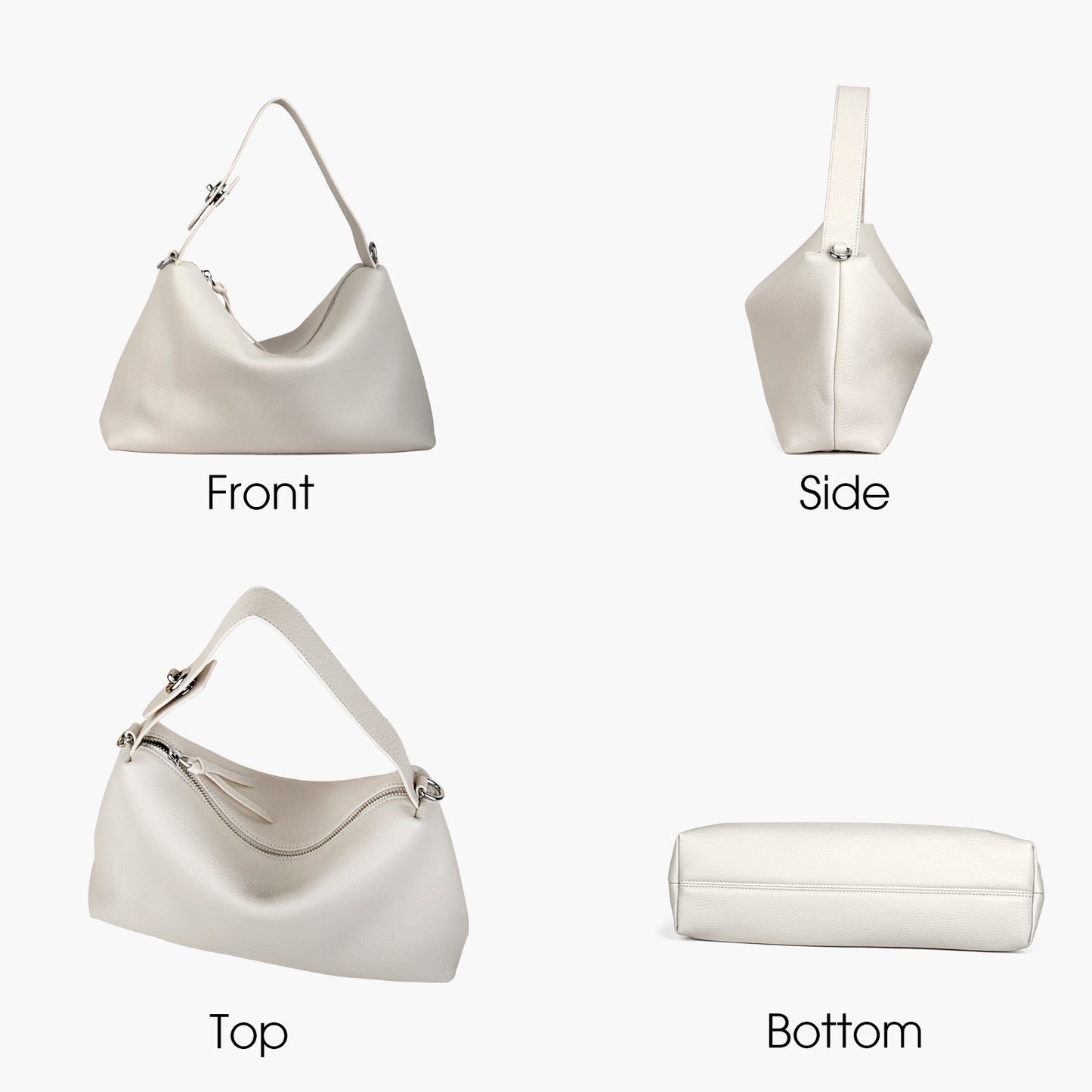 Natural cowhide solid color handbag, fashionable versatile women's crossbody bag