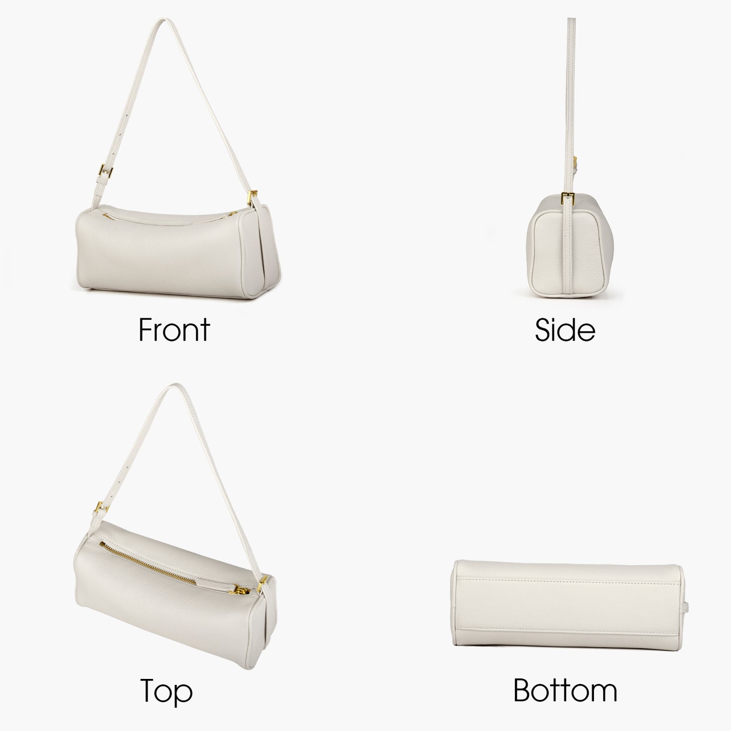 Women's genuine leather cylindrical shoulder bag, multifunctional use